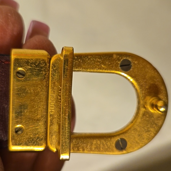 Gucci Two Way Gold Buckle Black/Brown Leather Belt 32" - Picture 3 of 12